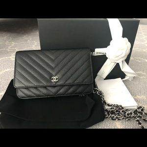 SOLD Chanel Black Chevron Caviar WOC new!